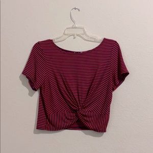 Black and red stripped crop top